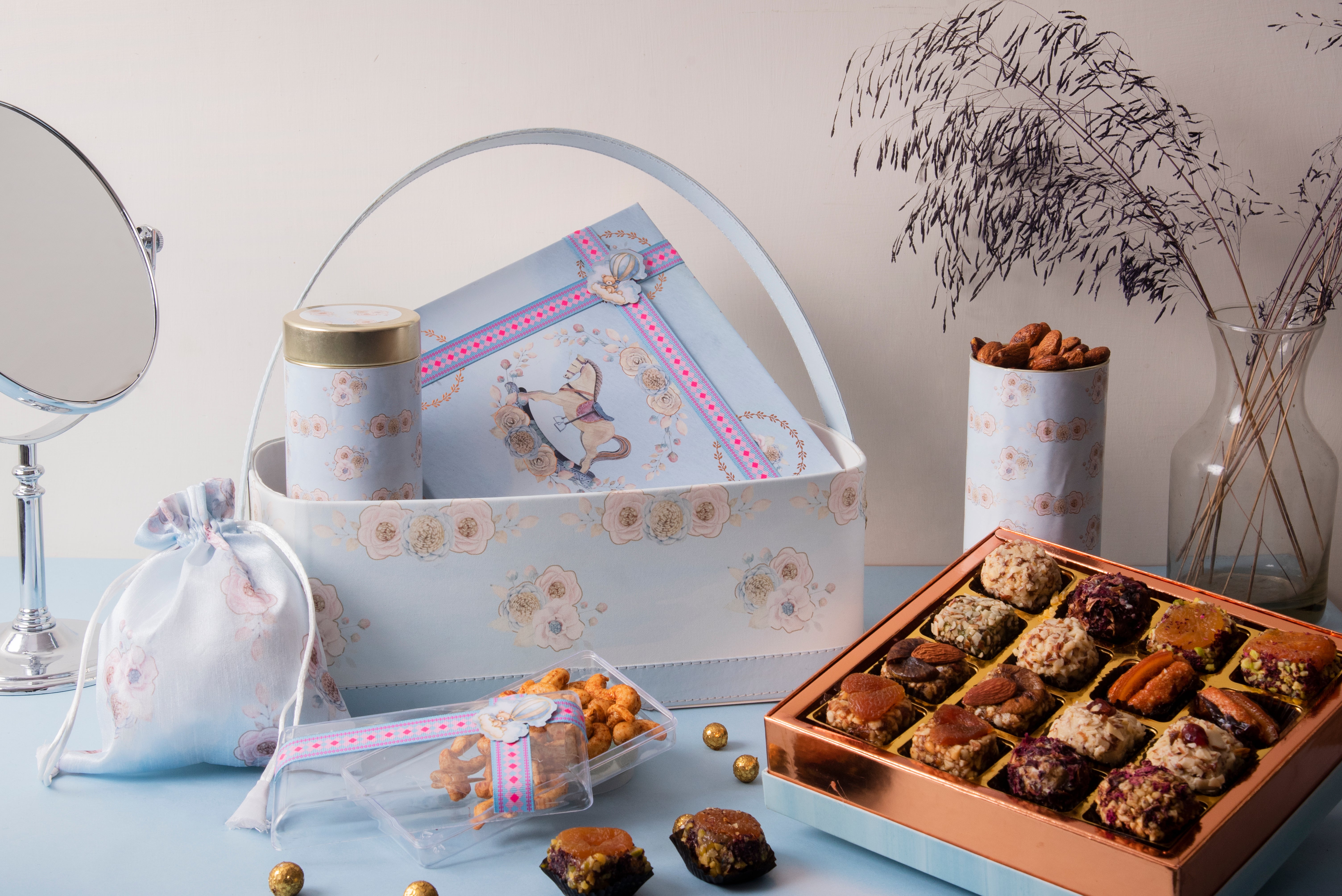 Baby Blue Basket Hamper Set - 5 Pieces